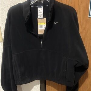 NWT Nike Black Fleece Half-Zip Jacket with front pockets size Small